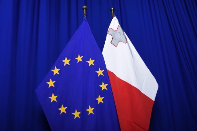 Flag of each of the EU Member States, alongside the European flag